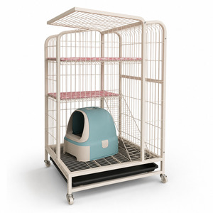 Villa de luxe multi-niveaux pour chats et lapins - <span class=keywords><strong>Cage</strong></span> intérieure solide en forme de triangle avec options multicolores - Product Image 4