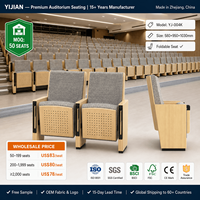 Chaises d'auditorium en bois au design moderne personnalisé avec tablette d'écriture escamotable, option en cuir pliable, pour église/école/salle de théâtre intérieure