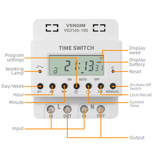 VG316S <b>Timer</b> 220V 60A-100A, Digital <b>Timer</b> Switch Relay, Weekly 7 Days Electronic Programmable <b>Timer</b> L26 - Product Image 3