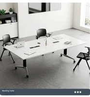 Table de conférence pliable multifonctionnelle, mobile et connectable, bureau de 2,4 m, table de formation et chaises pour salle de conférence