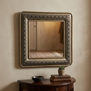 Parete della decorazione dello specchio incorniciata ferro della mobilia del salone del progettista antico dello specchio dell'annata - Product Image 1