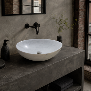 Poulars En gros Lavabo de luxe mural en pierre naturelle et pierre artificielle, avec piédestal, en marbre de Carrare blanc - Product Image 6