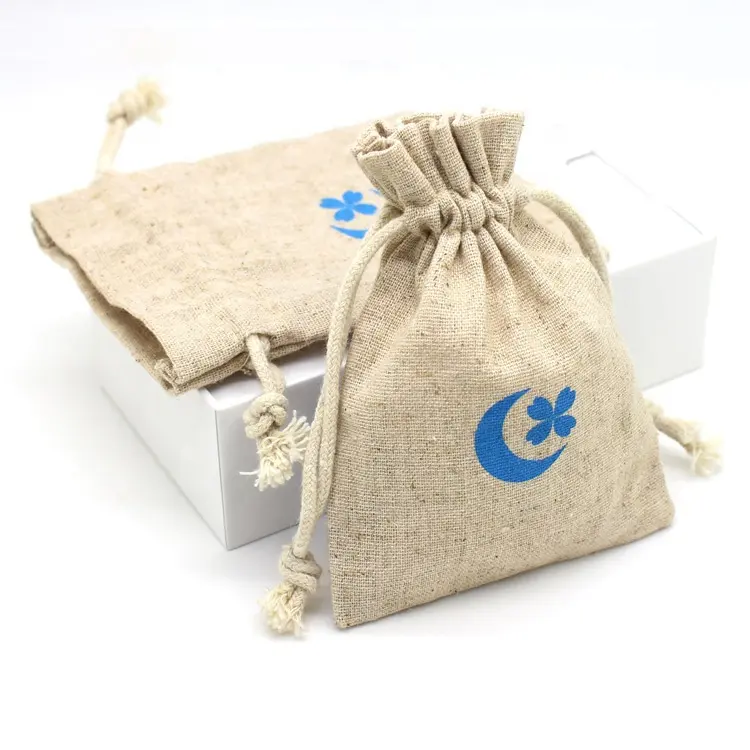 Sacchetto regalo con coulisse in lino di lino riutilizzabile semplicità sacchetto per la polvere in lino di cotone personalizzato