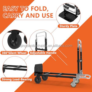 Carretilla <span class=keywords><strong>de</strong></span> Mano Plegable 3 <span class=keywords><strong>en</strong></span> 1 <span class=keywords><strong>de</strong></span> Alta Resistencia, Convertible, <span class=keywords><strong>de</strong></span> Acero, con Mango Telescópico, Carrito Utilitario Plegable - Product Image 2