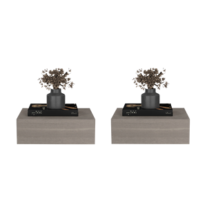 Custer Floating Nightstands Set Of 2 <b>Wall</b> <b>Mounted</b> <b>Bedside</b> <b>Tables</b> Gray Walnut Bedroom Storage - Product Image 2