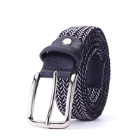 Ceinture en cuir élastique tressée grande taille avec boucle en alliage 140cm-160cm, sangle fine en toile