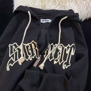 ผู้ผลิตเสื้อฮู้ดดี้แบบซิปครอปทรงหนาพิเศษ พิมพ์ลายพัฟฟ์ ผ้าเฟรนช์เทอร์รี่ 500 กรัม  รับผลิตเสื้อฮู้ดดี้แบบซิปเต็มตัวตามสั่ง - Product Image 4