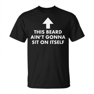 Cette barbe n'attend pas que je m'y assiede T-shirt noir pour homme, vêtements décontractés - Product Image 3