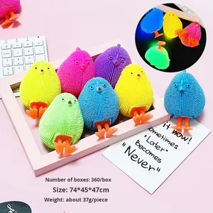 Jouet anti-stress lumineux en TPR souple en forme de poussin, balle rebondissante clignotante pour enfants, cadeaux - Product Image 2