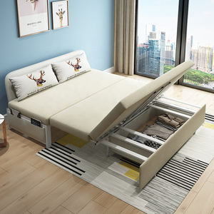 Divano Letto Multifunzione in Legno Senza Braccioli Pieghevole per Soggiorno - Product Image 5