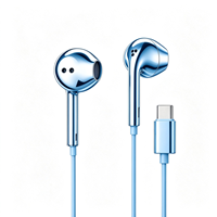 Écouteurs filaires en métal chromé argenté, écouteurs intra-auriculaires chromés, écouteurs filaires argentés, écouteurs intra-auriculaires filaires Type C