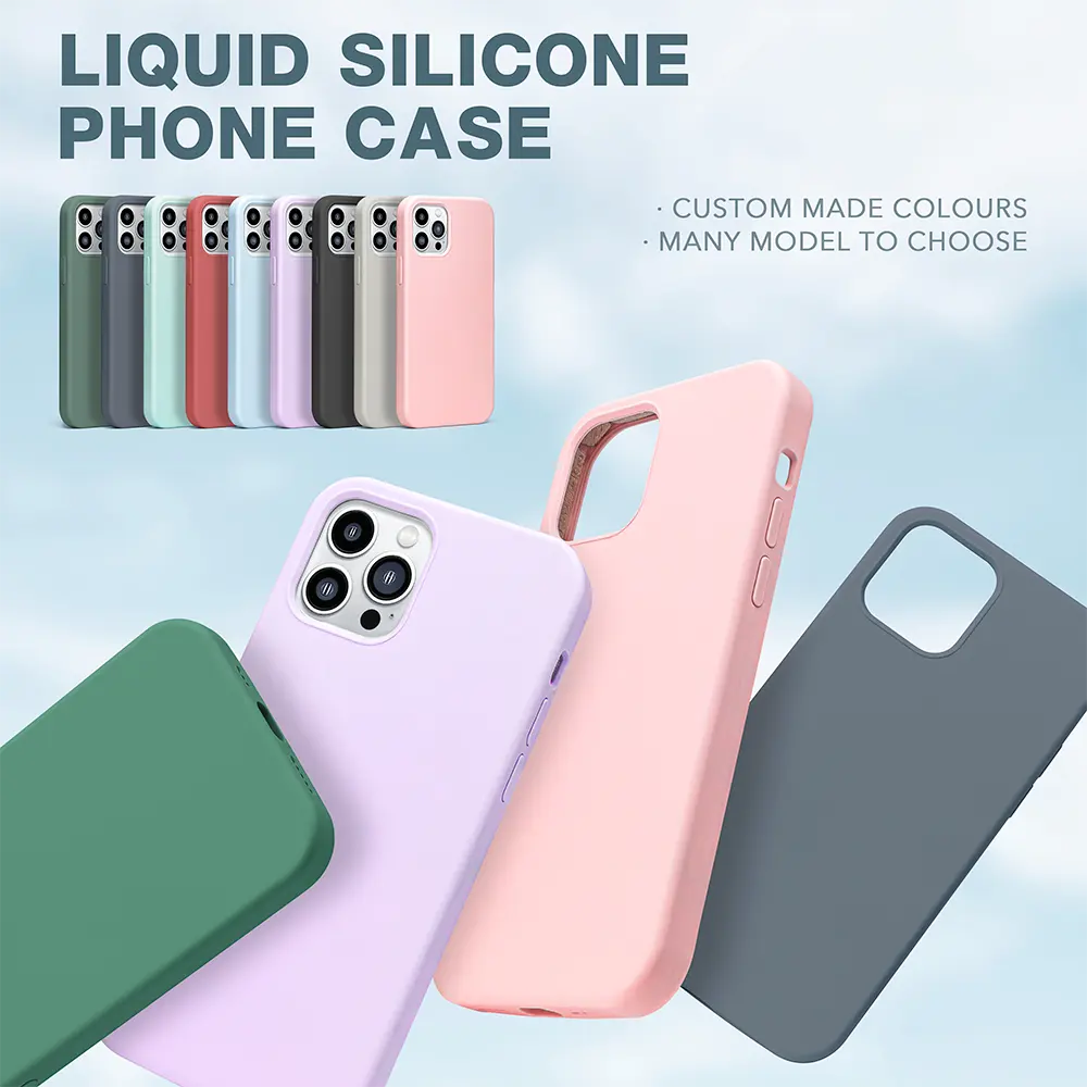 Ultra Thin Candy Color Original Liquid Silicone Cover With LOGO Cell Phone Case For iPhone X XR XS 11 12 13 14 Mini Pro Max