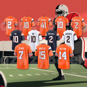 Denver Orange Mile Cao Bộ Sưu Tập 7 John Elway Bán Buôn Khâu Broncos Bóng Đá Jersey Áo Sơ Mi 33 J.Williams 55 <span class=keywords><strong>C</strong></span>.Barton - Product Image 1