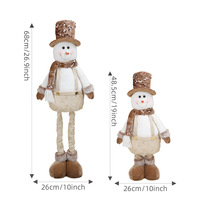 Beige Glitzer-Pailletten Ausziehbare Beine Weihnachtspuppen-Trio Schneemann Elch Weihnachtsmann für Boutique-Feiertagsdekoration