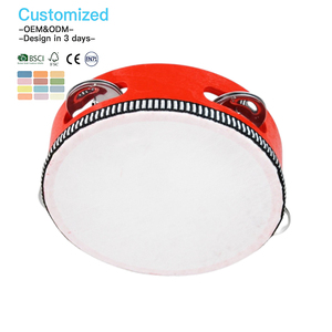 EDULAND Montessori - Tambor de Mano Educativo de Madera para Niños, Tamburelli Rojo, 4/6/7/8/10 Pulgadas, Juguetes Musicales OEM ODM - Product Image 4