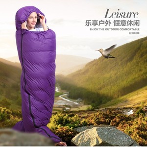 Sac de couchage en duvet ultraléger pour l'extérieur, style momie, longueur standard, tissu en nylon respirant, pour adultes, utilisation par temps froid - Product Image 4