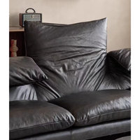 Canapé modulable en bois massif Yu Si Ke au design créatif et tendance, 1,8 m - 2,4 m, avec oreilles pliables, personnalisable, en cuir véritable pour salon