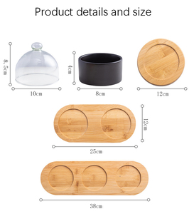 Bol à Pudding rond de serveur de Dessert avec plateau en bois plateau à gâteau plateau de service dôme - Product Image 6