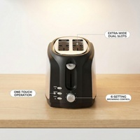 Grille-pain électrique en acier inoxydable avec deux fentes larges, six niveaux de cuisson et bouton antidérapant pour la cuisine domestique