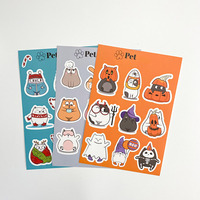 Feuille d'autocollants kawaii découpés à la forme, personnalisés, imperméables, à impression colorée
