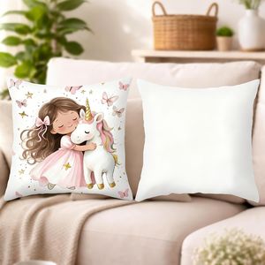 Federa per cuscino con <span class=keywords><strong>unicorno</strong></span> per ragazza in velluto color pesca (etichetta lavabile) - 45*45 cm, federa quadrata floreale per soggiorno con cerniera decorativa - Product Image 5