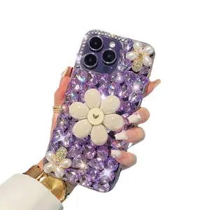 Rhinestone Diamond Phone Case Sparkle Glitter Crystal Luxury 3D Cell Cover for iPhone 15 14 Samsung S24 S23 A34 A54