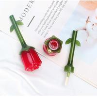 Tabung Lip Gloss Plastik Bentuk Bunga Kosong Unik dengan Tongkat Aplikator 4ml, Wadah Lip Oil Lip Gloss Mewah