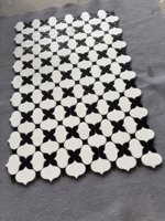 Mosaïque en marbre blanc et noir poli, pierre naturelle, design pour salle de bain, cuisine, salon, sol