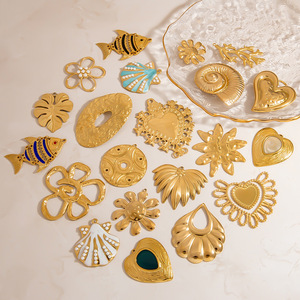 จี้รูปหัวใจเปลือกหอยสแตนเลสสำหรับผู้หญิง อุปกรณ์ทำเครื่องประดับ DIY ชุบทอง 18K จี้สำหรับทำเครื่องประดับ - Product Image 1