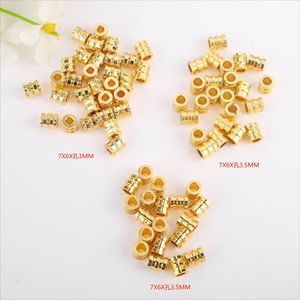 Perles perforées plaquées or 18 carats, 7x6mm, trou de 3,5mm, perles intercalaires pour la fabrication de bijoux DIY, perles en vrac, vente en gros - Product Image 1
