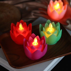 Lumière de bougie LED en forme de fleur de lotus artificielle, alimentée par piles, effet flamme 3D, pour la prière, le temple, la décoration de la maison - Product Image 4