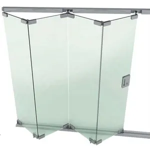 Semplice vista trasparente interni fisarmonica senza telaio porta in vetro pieghevole esterno cerniera in acciaio inox Patio Bi Fold porte