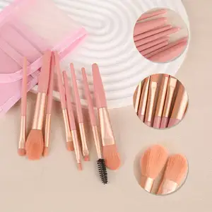 Hot Korean Travel 8Pcs Mini Make Up Brushes Set Professional Foundation Blush Eyeshadow Makeup Brush Kit With Nylon Bag