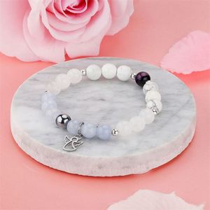 Bracelet tendance TRYME en pierre naturelle plaqué argent avec motif ange, perles de verre colorées, vitalité et force de vie, personnalisable sans fin. - Product Image 4