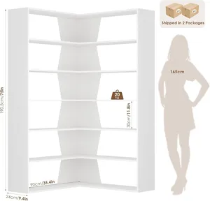 Librería en Forma de L de 6 Niveles Fabricada con Paneles de Madera de Alta Calidad de 15 mm de Grosor - Product Image 4
