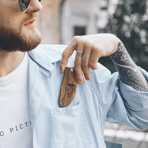 Tùy chỉnh mô hình túi xách tay ria mép & tóc du lịch gỗ tự nhiên gấp gỗ râu ria mép lược cho nam giới - Product Image 5