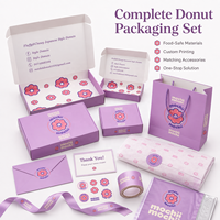 Boîtes en papier personnalisées violettes recyclées pour donuts, desserts, gâteaux, mochis et pâtisseries, vente en gros