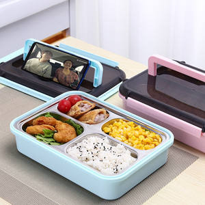 Rectangle Leak Proof Food Bento Box Kids Metal Stainless Steel Thermal Insulated School Lunch Boxes For Children