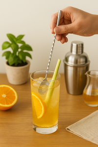 Cuillère à bar en acier inoxydable torsadée avec long manche et extrémité lestée pour mélanger - Product Image 2