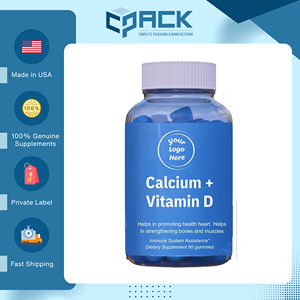 Hoogwaardige en best verkochte OEM Private Label Calcium + Vitamine D voedingssupplement gummies voor volwassenen, 60 gummies per fles - Product Image 2