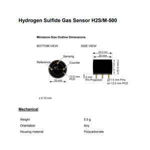 เซ็นเซอร์ตรวจจับก๊าซไฮโดรเจนซัลไฟด์ Honeywell H2S/M-500 ตัวต้านทานโหลด 10-33 โอห์ม ได้รับการรับรองมาตรฐาน RoHS - Product Image 4