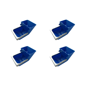 Nouvel ensemble de 4 mangeoires anti-morsure en plastique ABS pour lapins avec bord métallique, trou de drainage anti-déversement, couleur bleue, facile à utiliser, à fixer sur la cage - Product Image 1