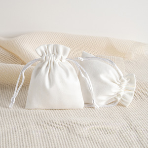 White Suede Jewelry Bags <b>Drawstring</b> Velvet <b>Pouches</b> 7x9cm To 15x20cm Ring Storage Wedding Candy Gift Packaging - Product Image 2