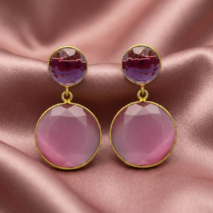 Pendientes de Oro con Incrustaciones de Turmalina Rosa y Monalisa Rosa, con Engaste de Garras, para Mujer, Ideales para Fiestas y Compromisos - Product Image 3
