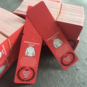 Buena calidad con capucha etiqueta colgante de papel doblado colgar swing etiquetas diseños con el logotipo de la empresa de impresión - Product Image 5