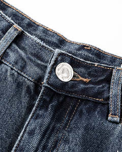 Jean en denim délavé à jambe large, taille haute, coupe ample, en coton, style décontracté, collection automne - Product Image 3