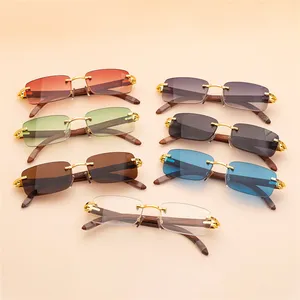 Kenbo Eyewear 2021 लक्जरी महिलाओं बांस धूप का चश्मा रेट्रो Rimless वसंत काज धूप का चश्मा पुरुषों