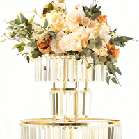 Support de fleurs en fer doré en gros, arche décorative, centre de table en acrylique pour mariage, décoration d'événements et de fêtes