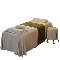 Ensemble complet 4 pièces blanc crème pour table de massage et lit, ensemble de literie de qualité supérieure pour salon de beauté