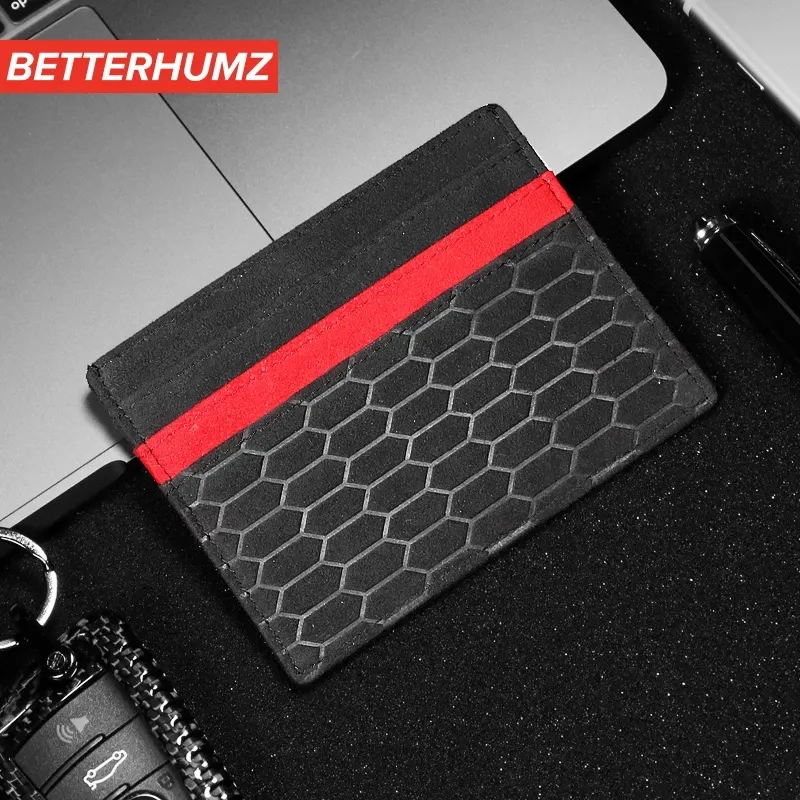 Alcantara Wrap Bank Credit Card Case Slim Portemonnee Rfid Blocking Mini Portemonnee Kaarthouder Portemonnee Heren